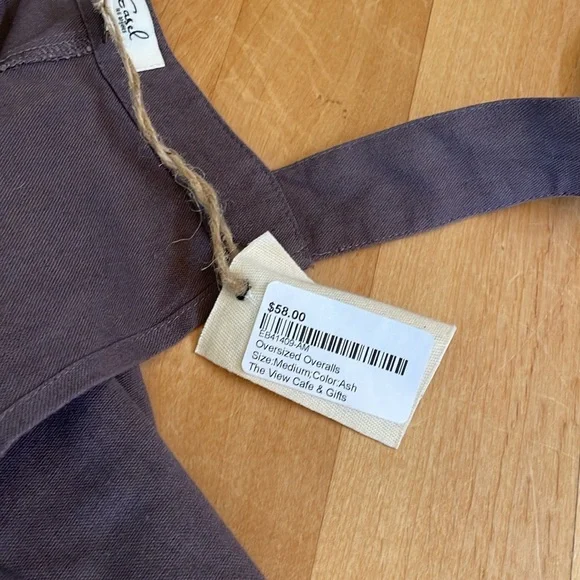 Easel Los Angeles ash brown gray oversized linen blend overalls M nwt - Picture 7 of 9